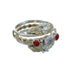 Sterling Silver 12KGF Coral Cubic Zirconia Feather Native American Ring Size 6 JX130864